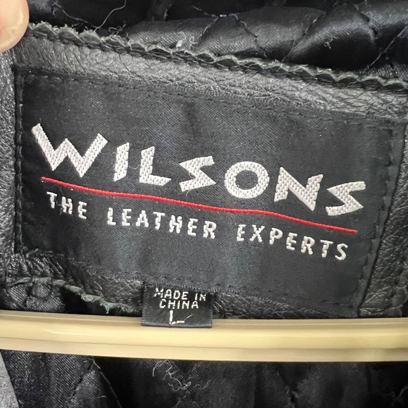 |•WILSONS LEATHER•| Hooded Thigh Length Drawstring Black Leather Jacket Size L - Picture 9 of 13